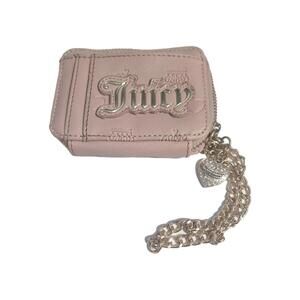 New Juicy Couture Women's Pink Wallet Trifold Logo Design With Gold Detail Read